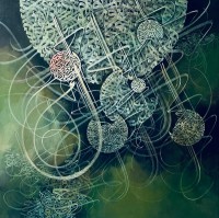 Muhammad Zubair, 36 x 36 Inch, Acrylic on Canvas, Calligraphy Painting, AC-MZR-022